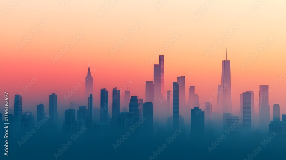 Vibrant City Skyline with Subtle Haze Symbolizing Air Vibrant City Skyline with Subtle Haze Symbolizing Air