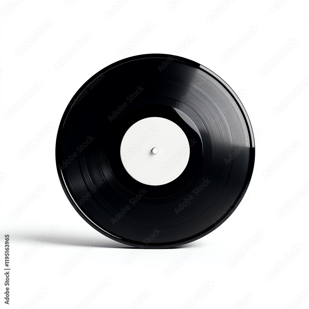 Obraz premium A classic vinyl record with a blank label, symbolizing nostalgia and the love for music and retro sounds.
