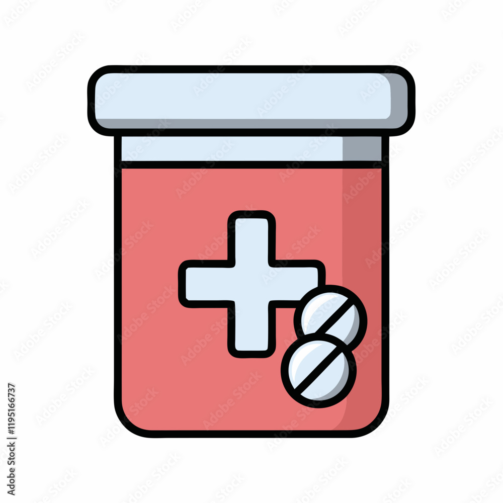 Fototapeta premium Medicine Bottle and Pills Vector Design.
