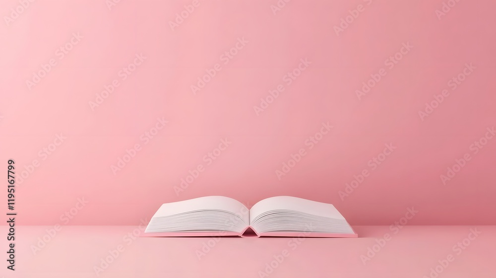 Open Book on Pastel Pink Desk,3D Open Book on Pastel Pink Desk,3D
