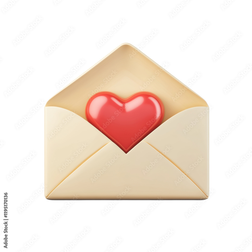 Love letter envelope with heart icon isolated on white background Love letter envelope with heart icon isolated on white background