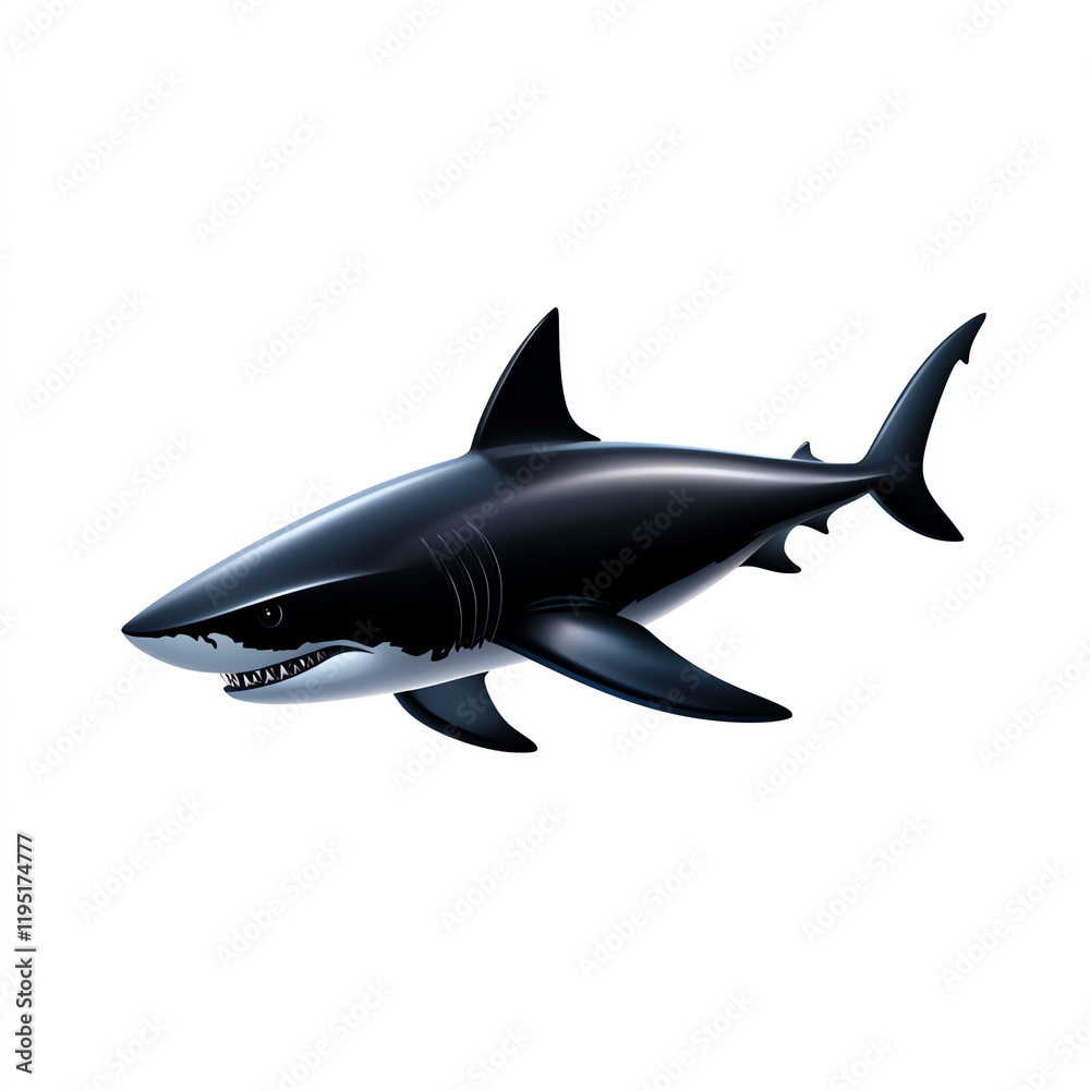 A sleek and powerful shark illustration, showcasing its iconic silhouette and sharp features in a vibrant design. A sleek and powerful shark illustration, showcasing its iconic silhouette and sharp features in a vibrant design.