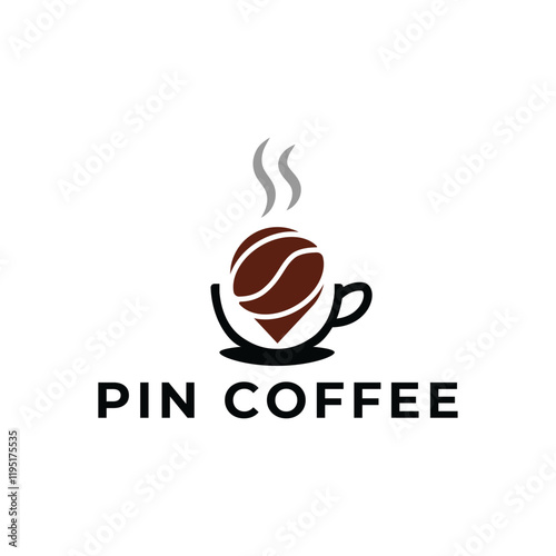 Pin location and coffee logo design illustration