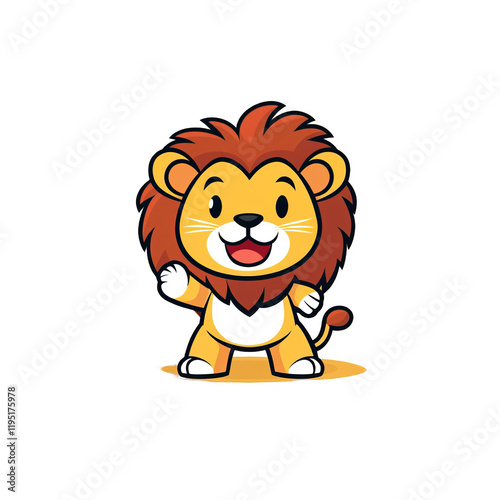 Cheerful cartoon lion character digital illustration fun environment vibrant colors playful concept for children photo