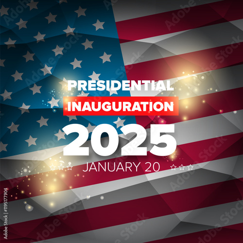 Presidential inauguration 2025 usa 20 january banner design template. USA Presidential Inauguration 2025 poster design with usa flag