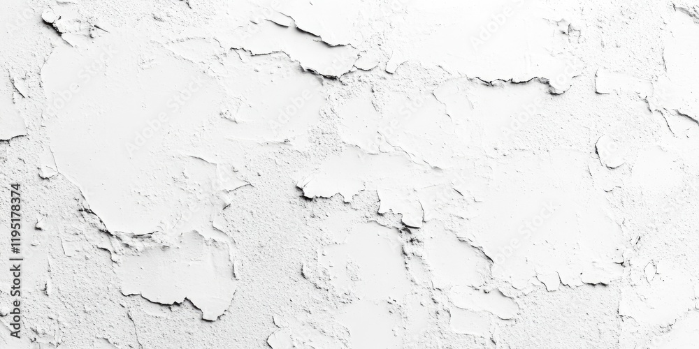 Fototapeta premium White cracked plaster texture background with subtle shadows, showcasing a rough, uneven surface and varying white tones throughout the image.