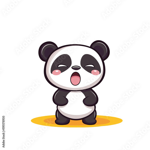 Cheerful panda character cartoon illustration cute animal art whimsical design digital environment photo