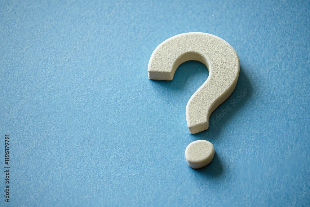 White question mark symbol on blue background. Problem, solution, confusion counseling, Generative AI