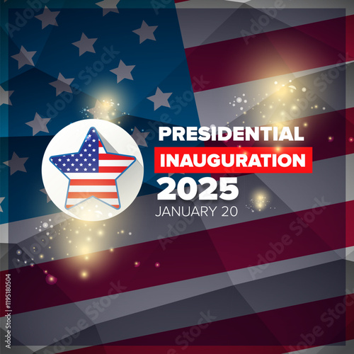 Presidential inauguration 2025 usa 20 january banner design template. USA Presidential Inauguration 2025 poster design with usa flag