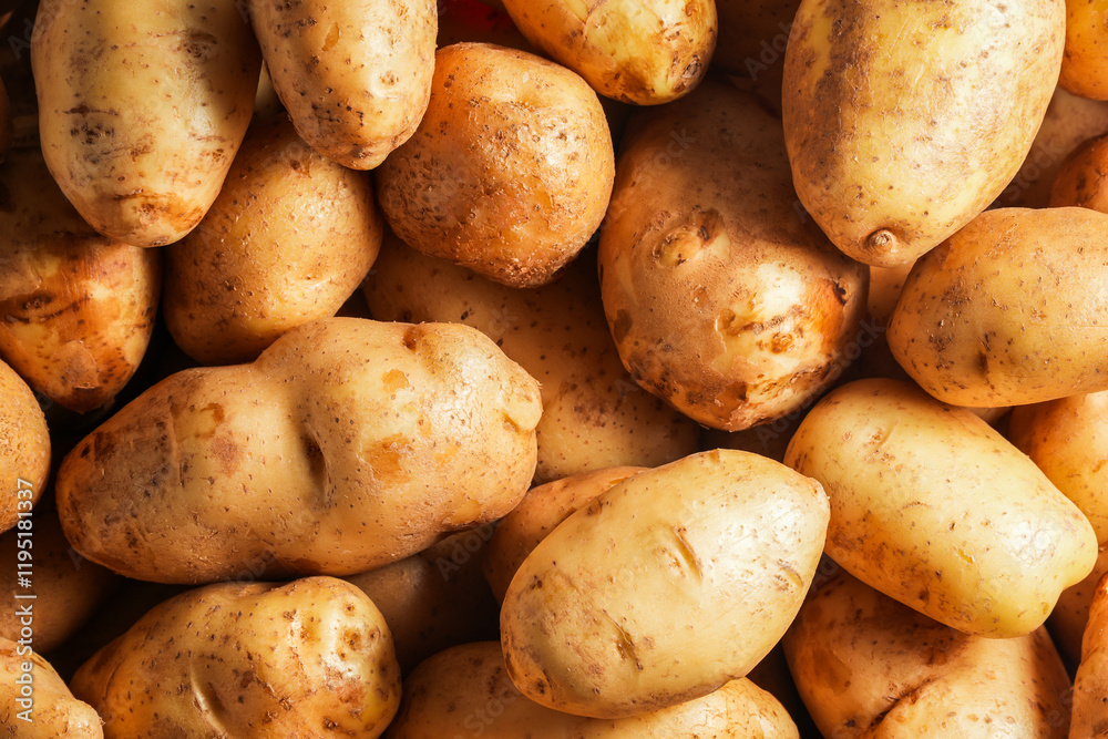 A pile of cleaned washed potatoes, background and texture A pile of cleaned washed potatoes, background and texture