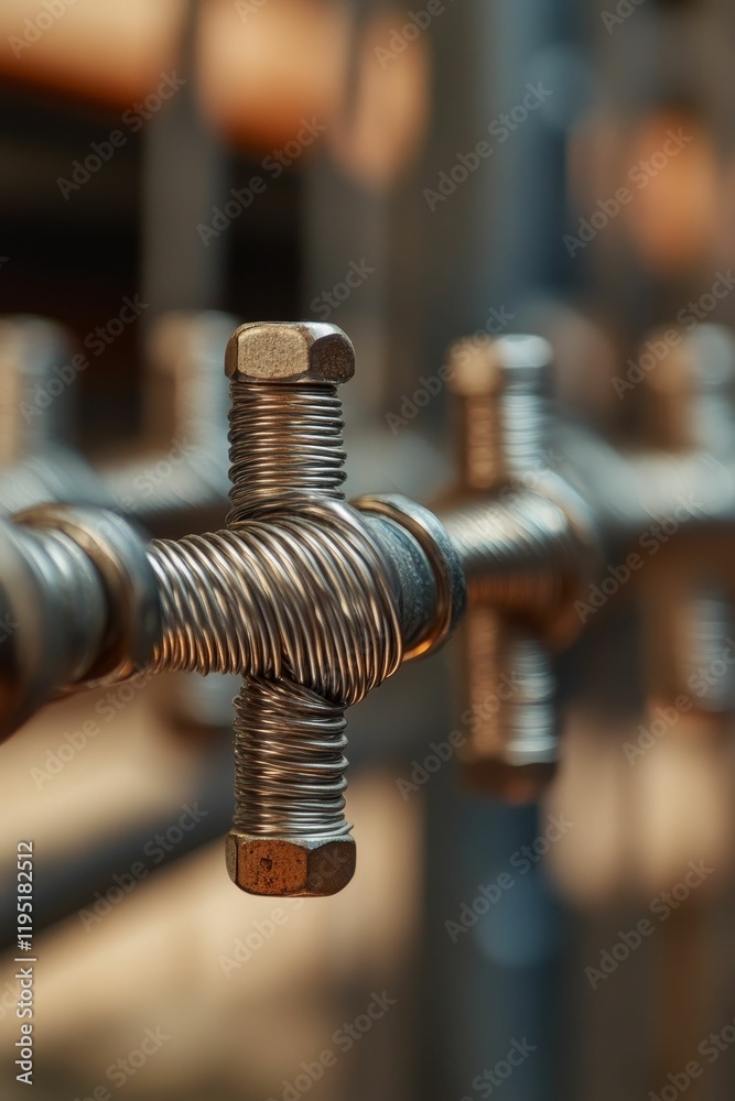 Metal fasteners coiled, linked, industrial design. Metal fasteners coiled, linked, industrial design.