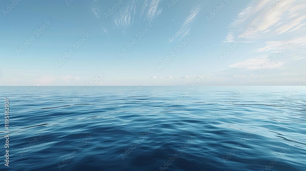 Fototapeta premium A serene view of calm ocean waters under a clear blue sky, evoking tranquility and peace.