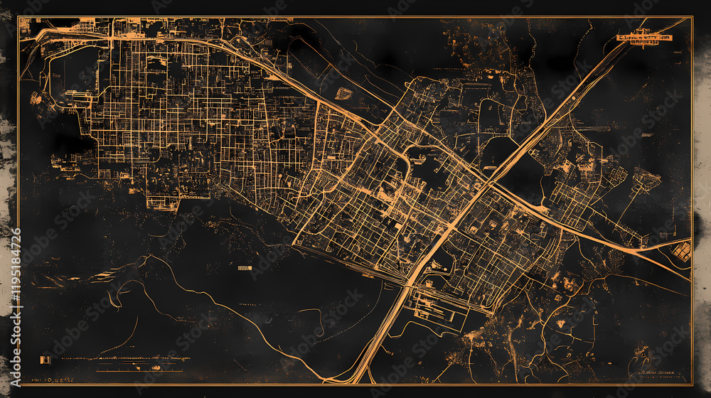 Obraz premium Winston-salem north carolina map, detailed dark map of winston salem north carolina. Windstone. Illustration