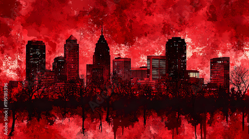 Winston-salem north carolina skyline red. Windstone. Illustration photo