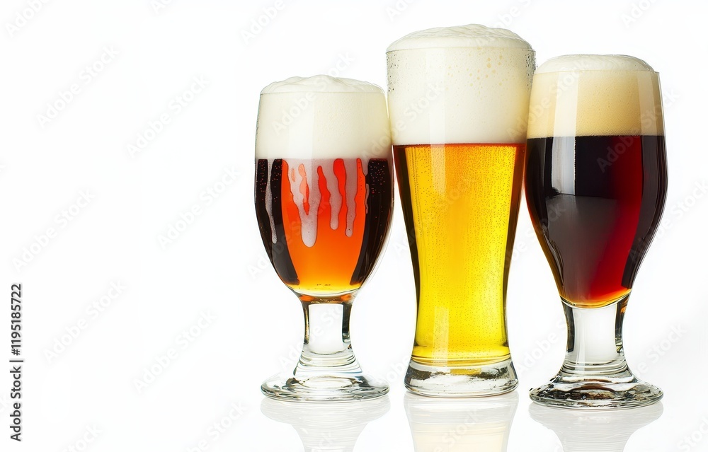 Glasses of beer isolated on white Glasses of beer isolated on white