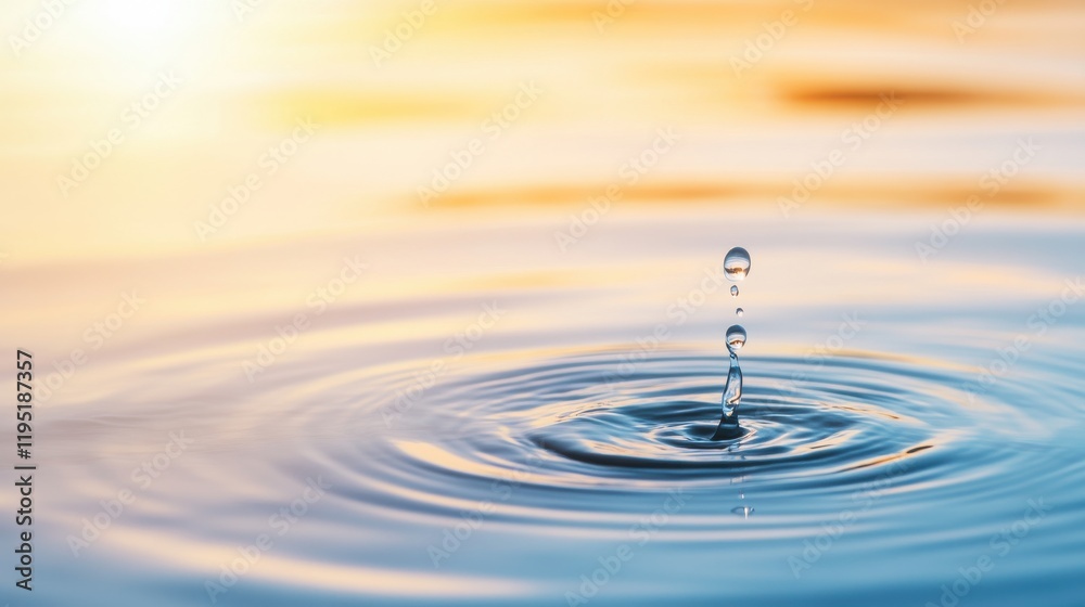 A serene image of a water droplet creating ripples on a calm surface, illuminated by soft sunlight, evoking tranquility and nature's beauty. A serene image of a water droplet creating ripples on a calm surface, illuminated by soft sunlight, evoking tranquility and nature's beauty.