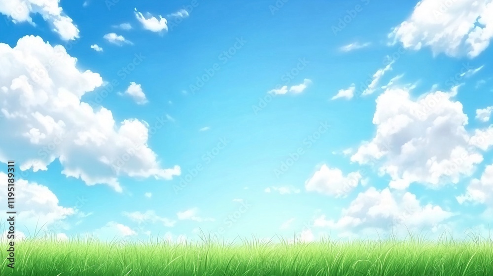 Nature summer background with green grass and blue sky Nature summer background with green grass and blue sky