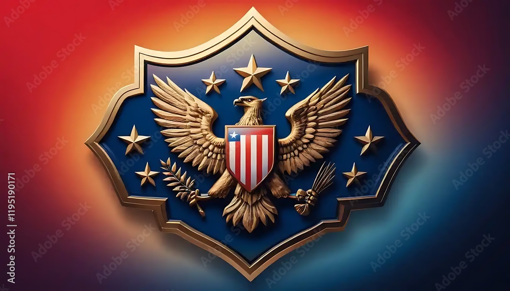 Golden Eagle Shield American Patriotism Symbol Golden Eagle Shield American Patriotism Symbol