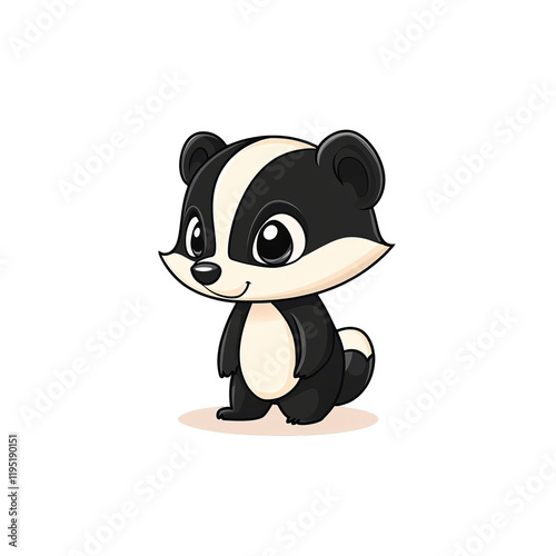 Cute cartoon badger character illustration digital art playful environment cheerful concept photo