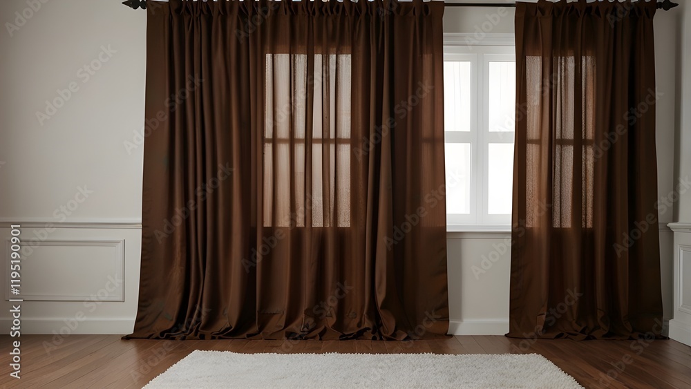 Brown curtain in a house Generative AI Brown curtain in a house Generative AI
