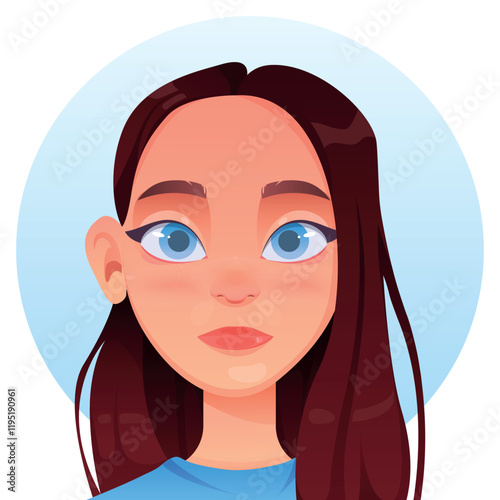 Vector image of a girl in cartoon style. Girl avatar. Element for your design