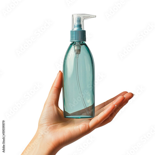 hand holding bottle of hairspray png photo