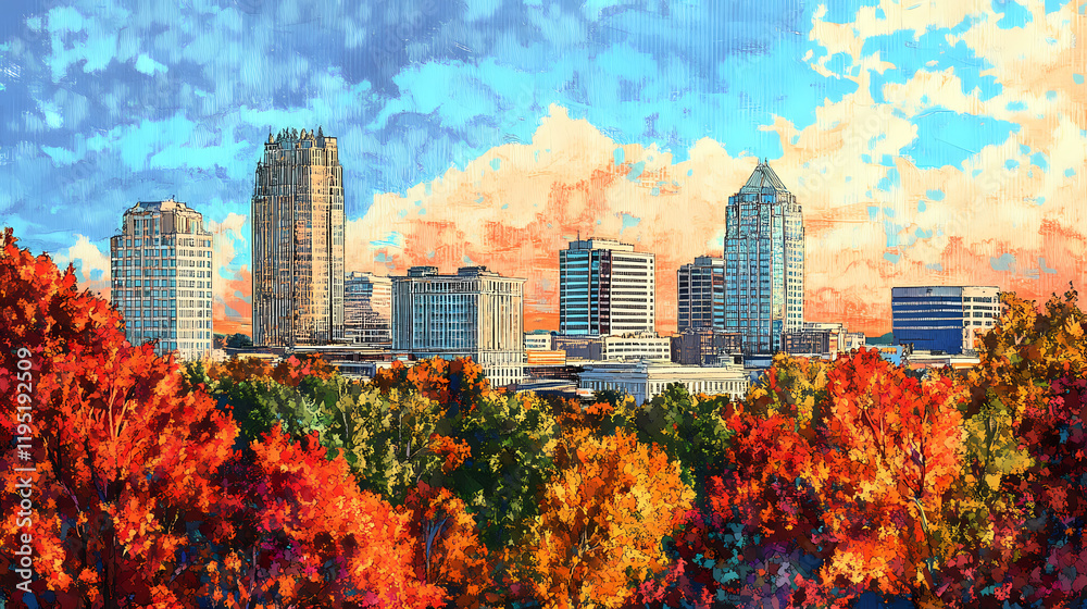 custom made wallpaper toronto digitalSkyline of winston salem, north carolina, usa in close-up. Windstone. Illustration