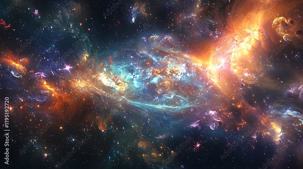Fototapeta premium Colorful Cosmic Nebula and Stars in Vast Deep Space Scene