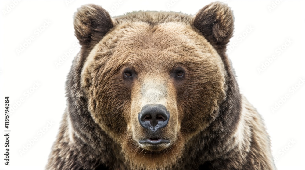 Fototapeta premium Grizzly. Brown bear isolated on white background. Wildlife. Predatory animal. 