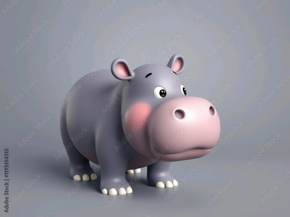Baby cute hippo cartoon 3d rendering illustration Baby cute hippo cartoon 3d rendering illustration