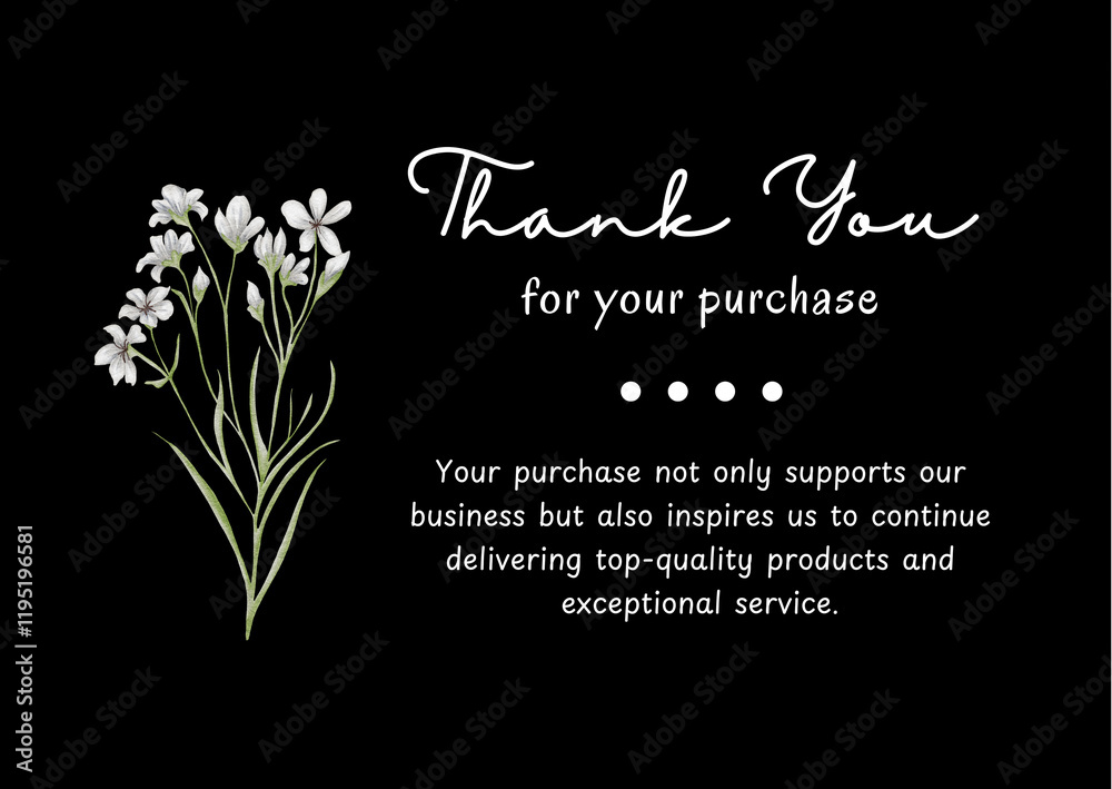 Thank you card on black background Thank you card on black background