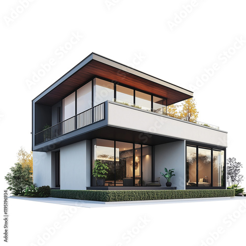 Modern house isolated on transparent  background