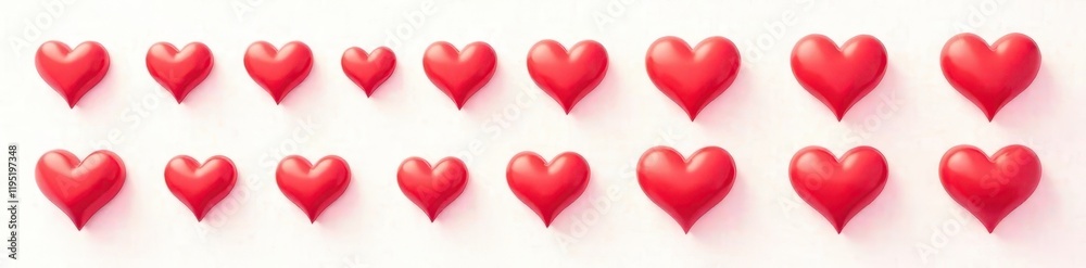Obraz premium Simple red heart icons, various styles, format, matte, affection