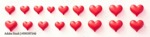 Simple red heart icons, various styles, format, matte, affection