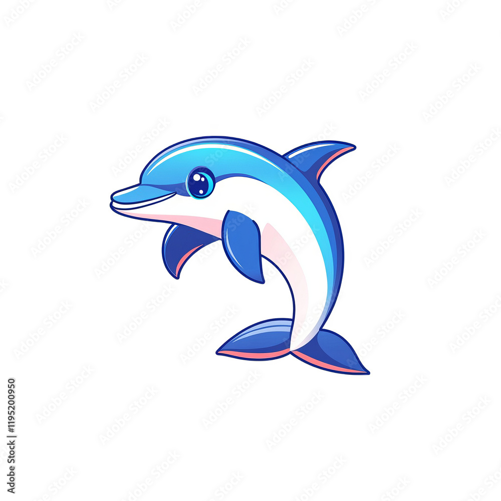 Fototapeta premium Playful dolphin swimming in the ocean cartoon style vibrant colors underwater environment joyful concept