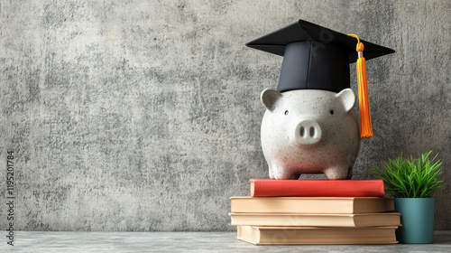 Piggy bank 3D, A detailed 3D rendering of a piggy bank symbolizing savings and education, perfect for financial or graduation-related projects.