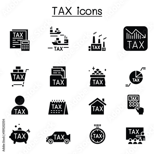 Tax icons set in thin line style