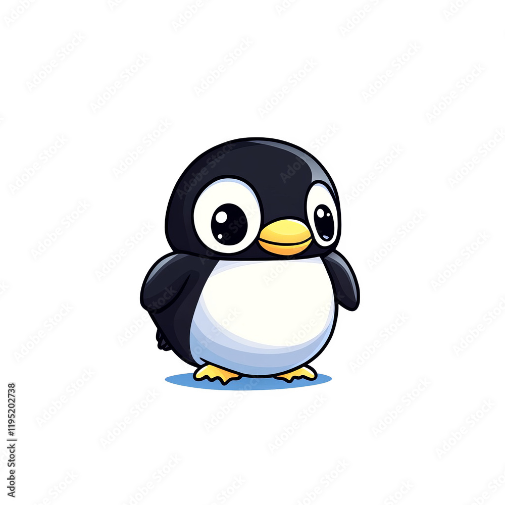 Fototapeta premium Cute penguin illustration arctic environment cartoon style playful mood whimsical art