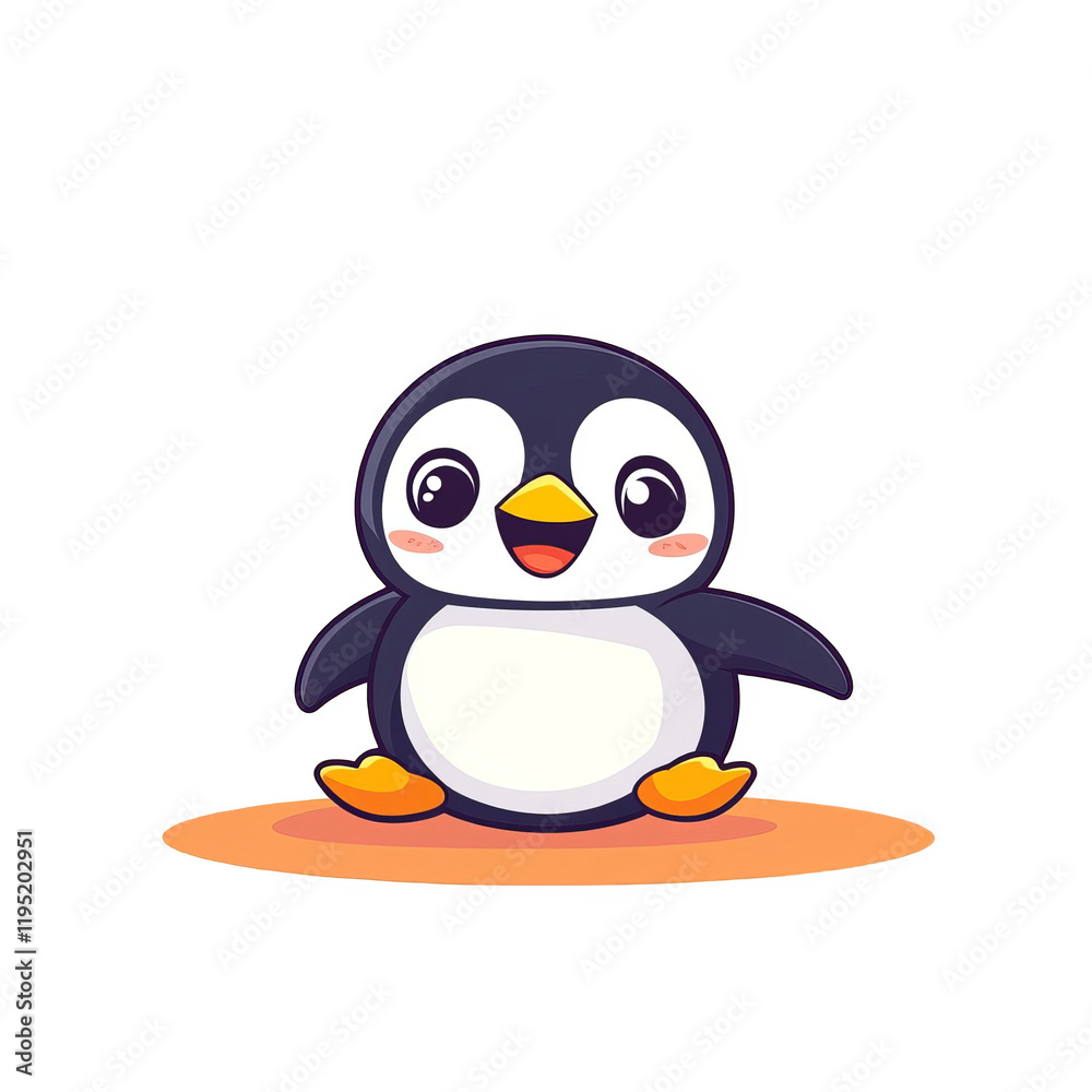 Obraz premium Playful penguin character illustration digital art cute and fun design colorful environment cartoon style