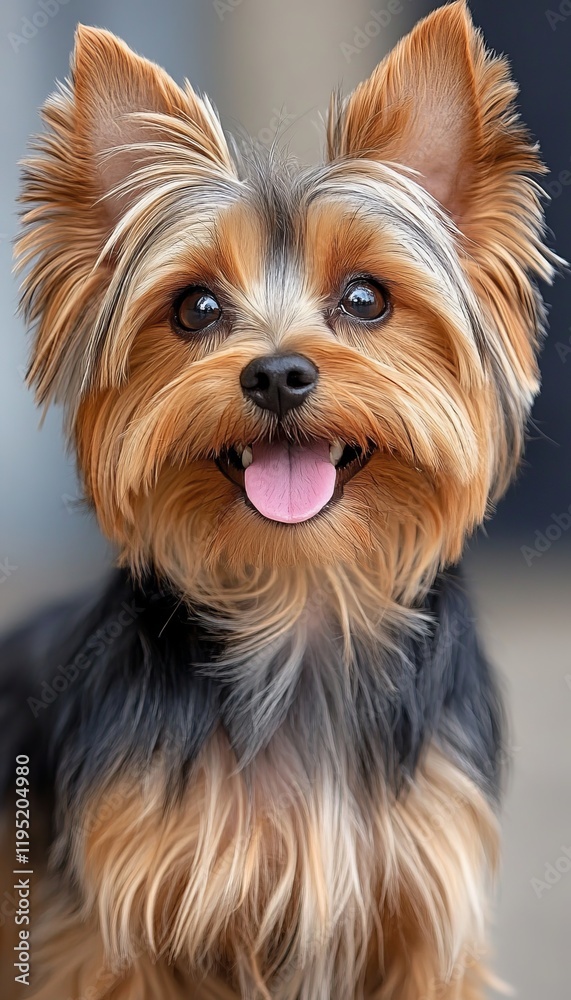 Adorable Yorkshire terrier dog puppy with shiny hair, close-up portrait, blurred background. Adorable Yorkshire terrier dog puppy with shiny hair, close-up portrait, blurred background.
