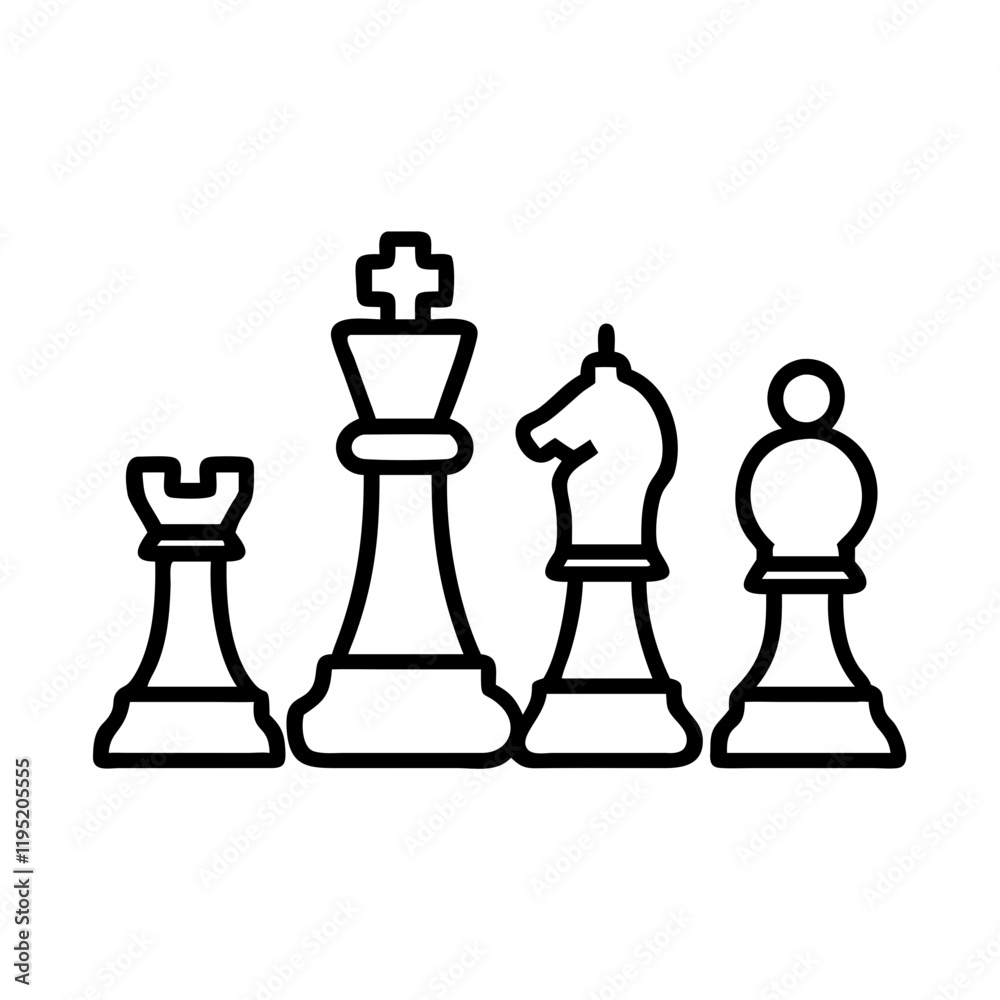 chess pieces king queen rook bishop knight p icon chess pieces king queen rook bishop knight p icon