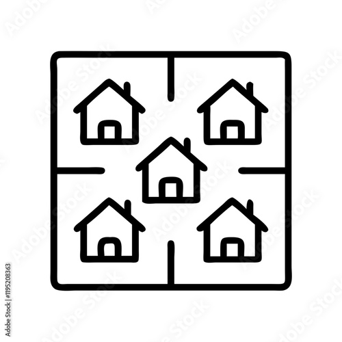 monopoly board with houses icon, monopoly board with houses line art - simple line art of monopoly board with houses, perfect for monopoly board with houses logos and icons and themed design 