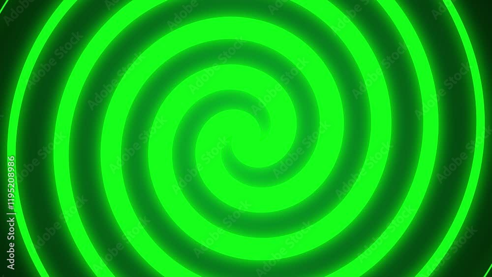 Neon Green Spiral Pattern Background, Hypnotic Swirl Design for Digital Art, Psychedelic Visual Effect, Futuristic Abstract Backdrop, Glowing Circular Motion for Creative Projects