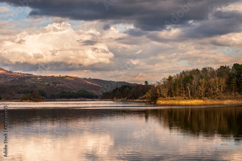 nature sceneries over the lake pertusillo coastline, Grumento nove, Potenza photo