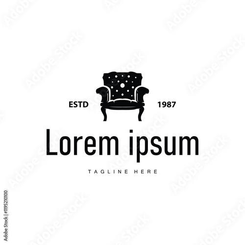 home furniture logo design simple black silhouette concept sofa chair illustration symbol