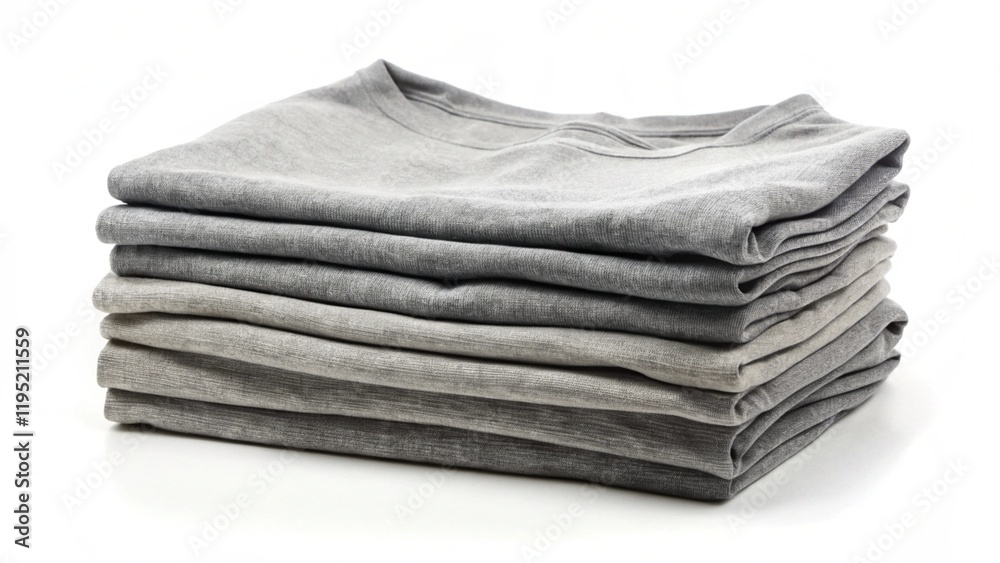 Stack of gray t-shirts isolated on white background
Stack of gray t-shirts isolated on white background