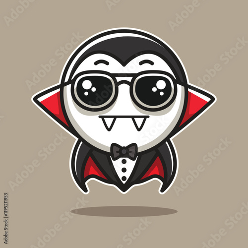 Cartoon Cute Vampire with Sunglasses and Tuxedo - Perfect for Halloween, Parties, and Fun Character Designs