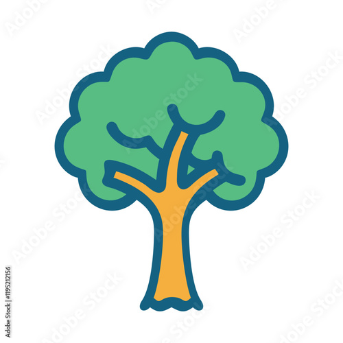 Colorful cartoon illustration of a lush tree.