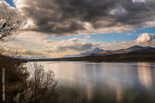 nature sceneries over the lake pertusillo coastline, Grumento nove, Potenza
