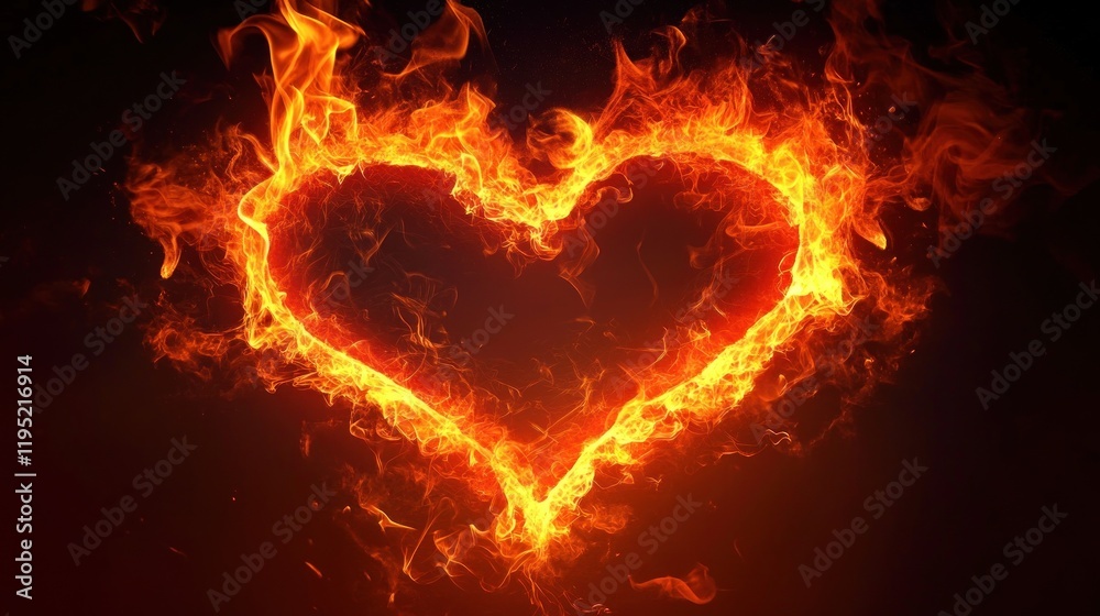 A fiery heart shape created with flames, symbolizing passion and love. A fiery heart shape created with flames, symbolizing passion and love.